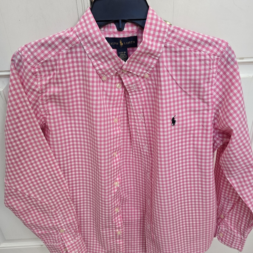 Ralph Lauren Boys Pink Gingham Button Down Shirt